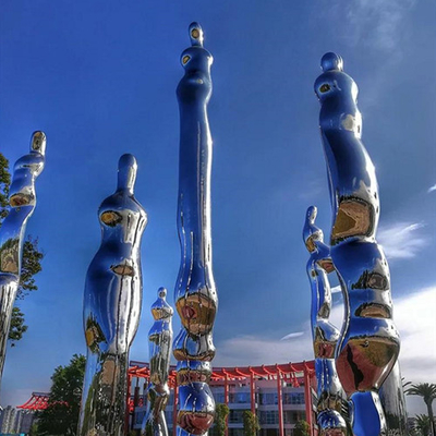 Grandes sculptures modernes extérieures en pilier d'acier inoxydable de statue de colonne