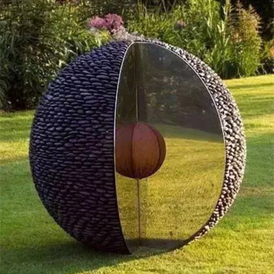 Sculpture abstraite moderne en écrou en métal d'acier inoxydable de décor de jardin