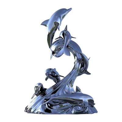 Sculptures grandeur nature en acier inoxydable de statue de dauphin pour la décoration de jardin