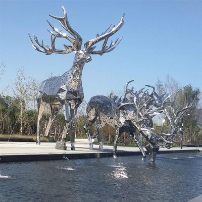 Décoration faite sur commande de jardin d'Art Metal Sculpture For Hotel de cerfs communs d'acier inoxydable