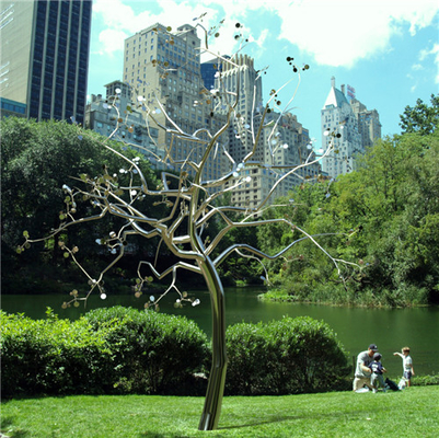 les sculptures en acier inoxydable de l'arbre 316L en métal de 3m font du jardinage polonais moderne de miroir