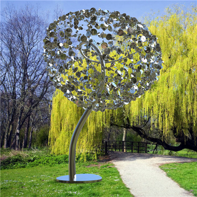 les sculptures en acier inoxydable de l'arbre 316L en métal de 3m font du jardinage polonais moderne de miroir