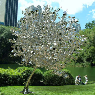 les sculptures en acier inoxydable de l'arbre 316L en métal de 3m font du jardinage polonais moderne de miroir