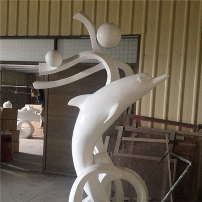 La statue extérieure de dauphin de fibre de verre de parc d'océan a poli 100cm peint