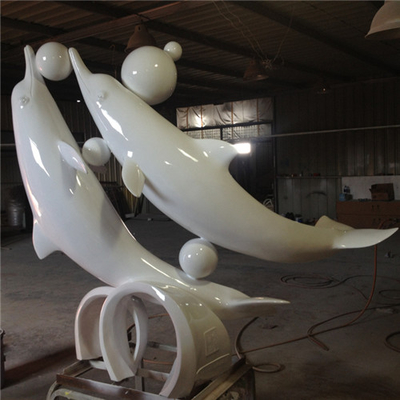 La statue extérieure de dauphin de fibre de verre de parc d'océan a poli 100cm peint