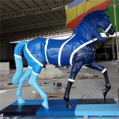 La statue grandeur nature de jardin de sculpture en cheval de fibre de verre réaliste a peint
