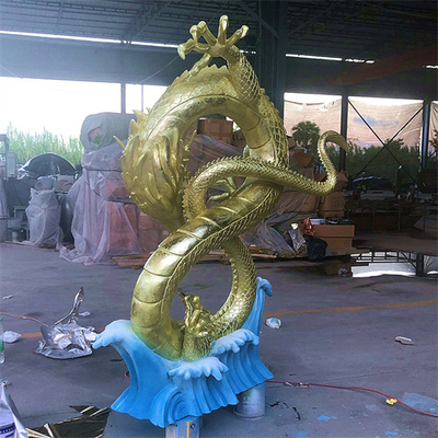 Statues faites sur commande Lucky Chinese Dragon Sculptures de fibre de verre de décor d'intérieur