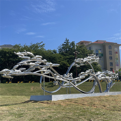 Décoration moderne de jardin d'Art Fish Sculptures Polished For en métal de miroir