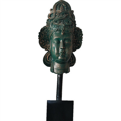 Décoratif d'intérieur de statues en bronze de jardin de tête de Bouddha adapté aux besoins du client