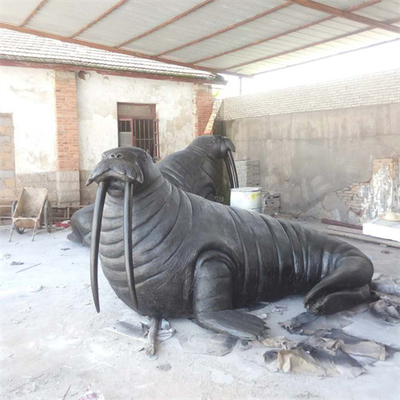 Le jardin animal en bronze de morse grandeur nature de mer sculpte extérieur pour la décoration
