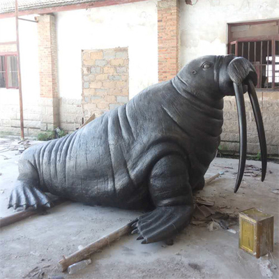 Le jardin animal en bronze de morse grandeur nature de mer sculpte extérieur pour la décoration