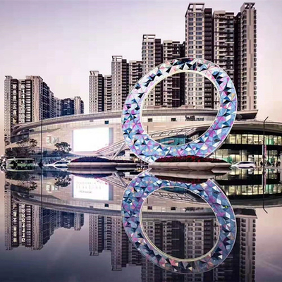 L'acier inoxydable de cercle en métal d'hôtel sculpte grand décoratif coloré