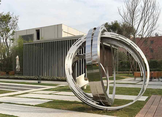 Grand acier inoxydable de Ring Metal Contemporary Outdoor Sculpture pour le jardin