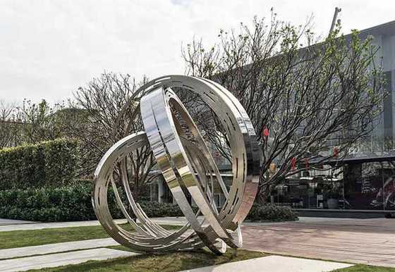 Grand acier inoxydable de Ring Metal Contemporary Outdoor Sculpture pour le jardin