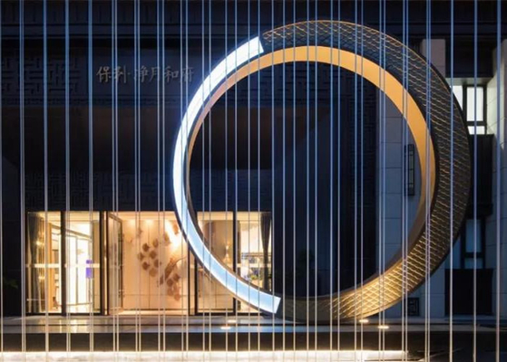 Cercle extérieur léger d'acier inoxydable en métal de sculptures en jardin la cour