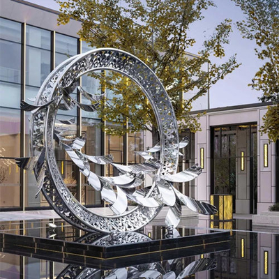 Statues creuses décoratives de jardin d'Art Sculpture Mirror Stainless Steel de cercle