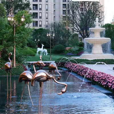 Conception adaptée aux besoins du client en bronze de paysage de flamant de sculpture en acier inoxydable