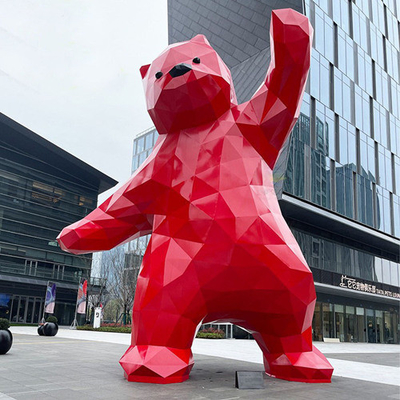 L'acier inoxydable de grande de jardin statue animale extérieure d'ours a poli