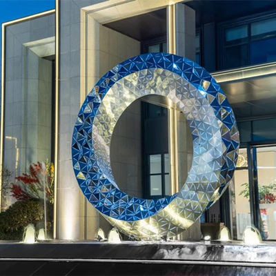 Acier inoxydable lumineux de construction de grande de cercle sculpture décorative en métal pour la ville