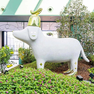 Le décor à la maison adapté aux besoins du client sculpte la sculpture animale en fibre de verre de chien de bande dessinée