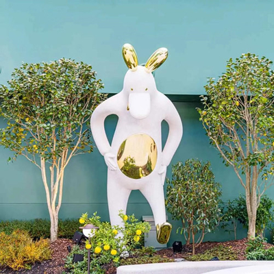 L'animal blanc de jardin de lapin de bande dessinée sculpte la taille d'intérieur de 135cm