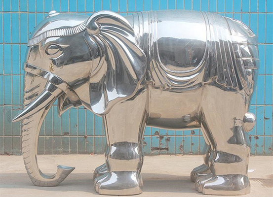 Acier inoxydable de polissage Art Sculpture animal public de statue de décor d'éléphant de miroir