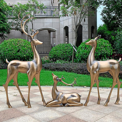 Le décor à la maison animal sculpte la statue en bronze de cerfs communs de fibre de verre de jardin