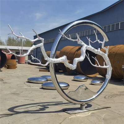 Grand acier inoxydable de Ring Abstract Metal Tree Sculpture pour des ornements de jardin