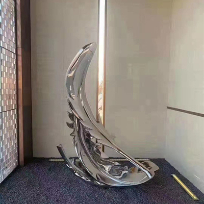 Le décor à la maison de plume argentée sculpte l'acier inoxydable abstrait décoratif