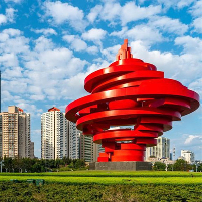 Le grand abrégé sur extérieur moderne sculpture en métal urbain de point de repère a poli