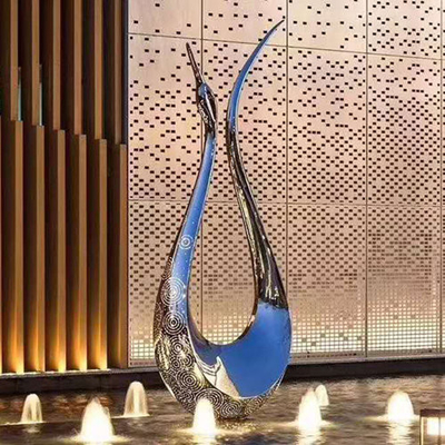 Fontaine décorative de sculpture en métal de miroir d'abrégé sur piscine d'entrée d'hôtel