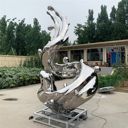 Sculpture extérieure 316L décoratif en acier inoxydable d'abrégé sur en métal de vague de mer