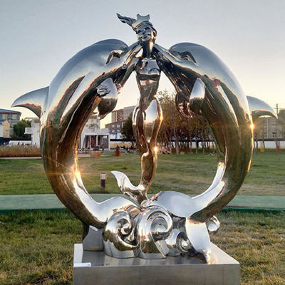 Sculptures animales en pelouse décorative de jardin de statue de sirène et de dauphin d'acier inoxydable